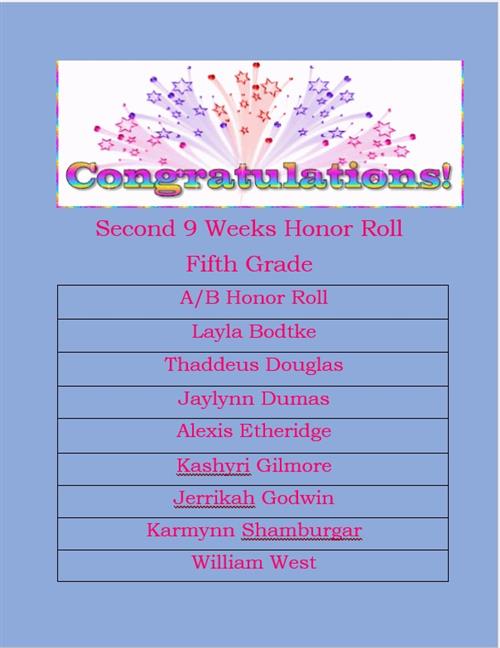 Honor Roll - 5th